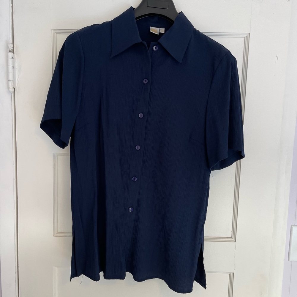 European Crepe Navy Blouse Euro 42 US 12